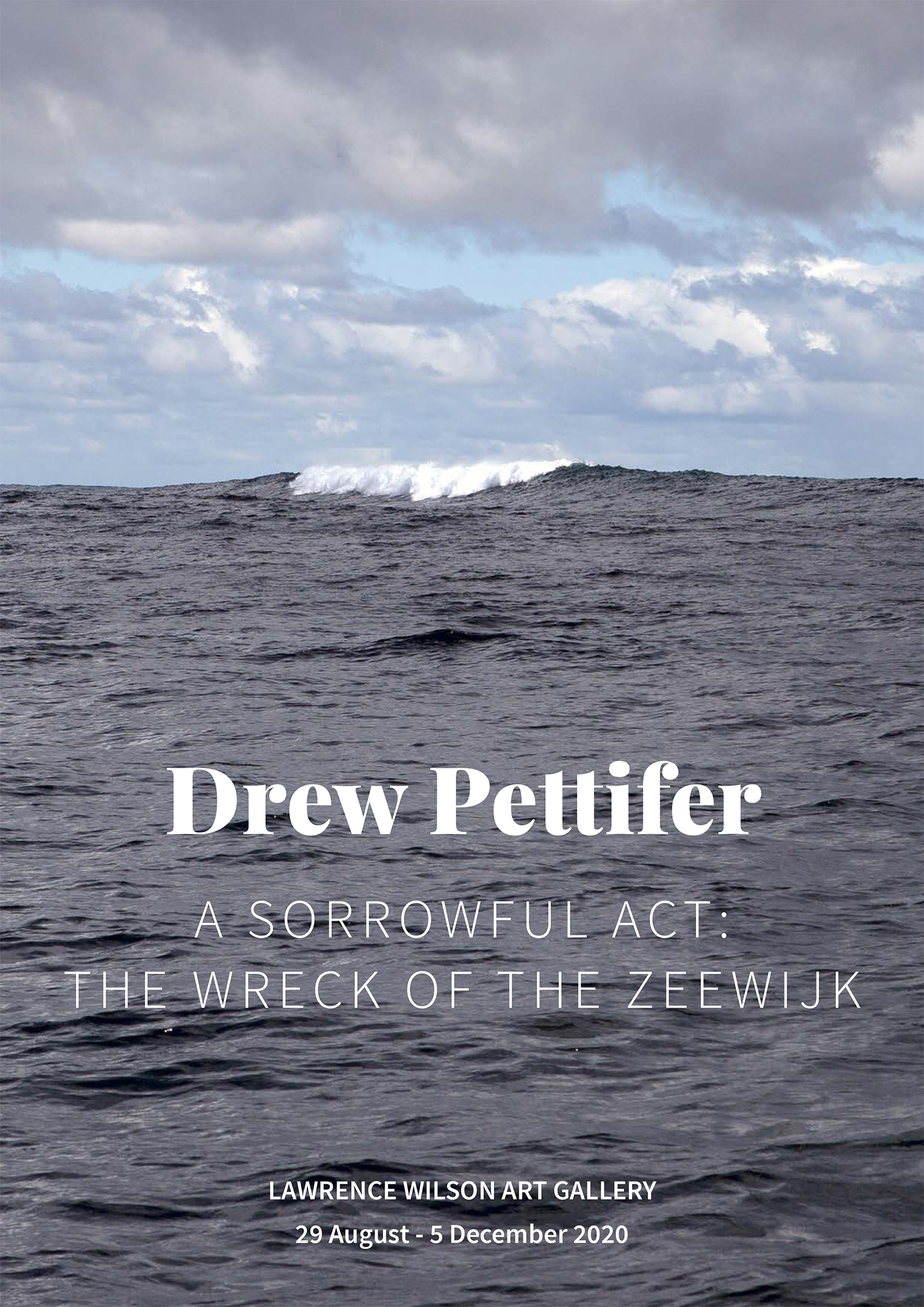 Cover of the Drew Pettifer catalogue, featuring a detail photograph of the ocean